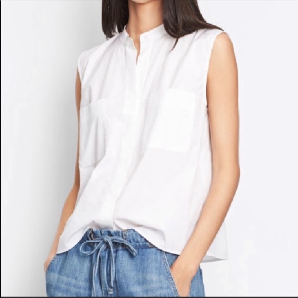 Vince White Sleeveless Shell Lightweight Shirt